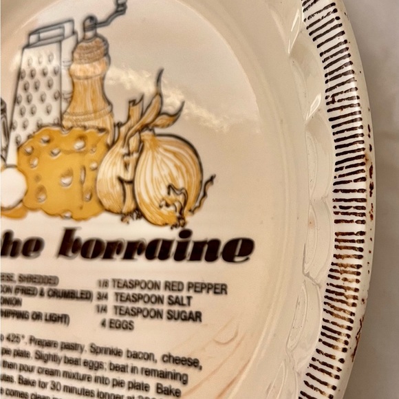 Quiche Lorraine Dish Country Harvest 11” with Recipe on it - Preowned - Picture 3 of 8